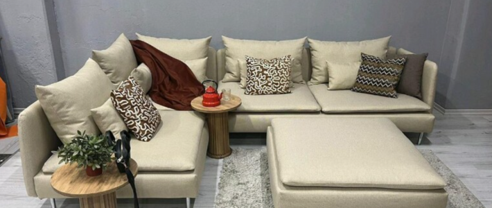 2.el IKEA Söderhamn 4’lü Köşe Koltuk – Sıfır Kaplama, Puf